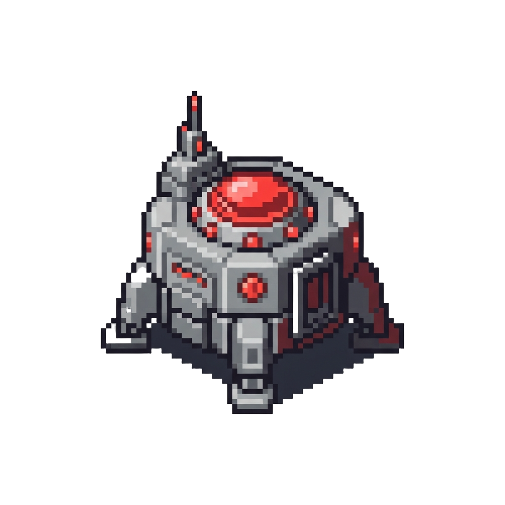 A Voxel Starcraft Terran Command Center Built From Iron Blocks and Redstone Lamps
