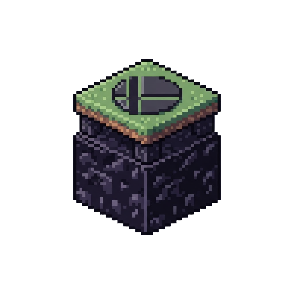 A Cubic Super Smash Bros Battlefield Floating in the End Dimension
