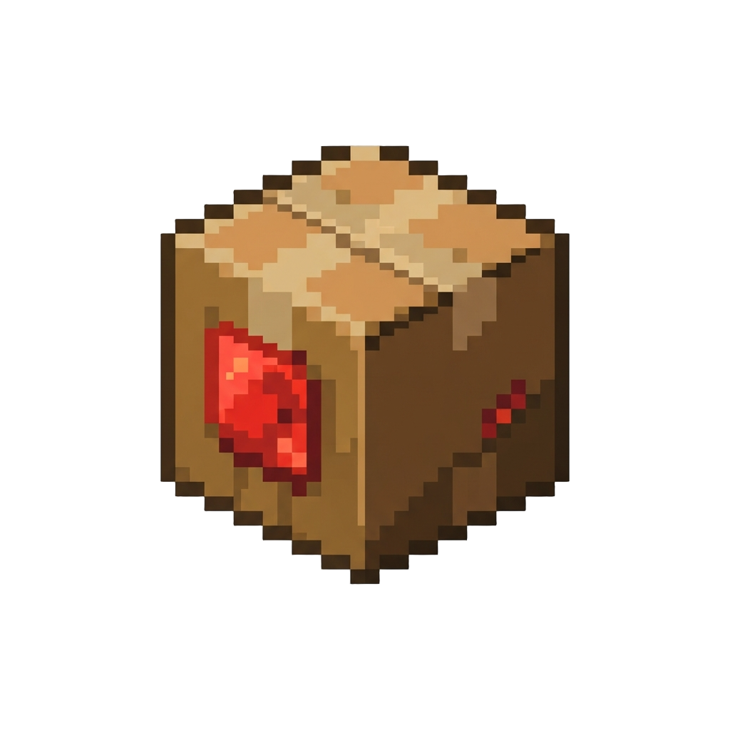 A Voxel Metal Gear Cardboard Box Hideout Made From Brown Wool and Redstone