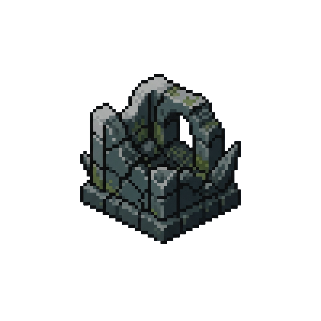 A Voxel Shin Megami Tensei Apocalyptic Ruin Made From Cracked Blackstone