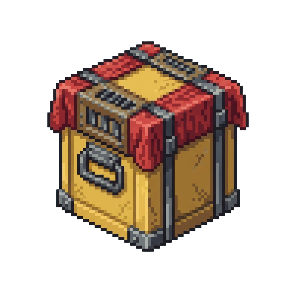 A Cubic Pubg Drop Zone Crate Framed by Red Wool and Iron Trapdoors