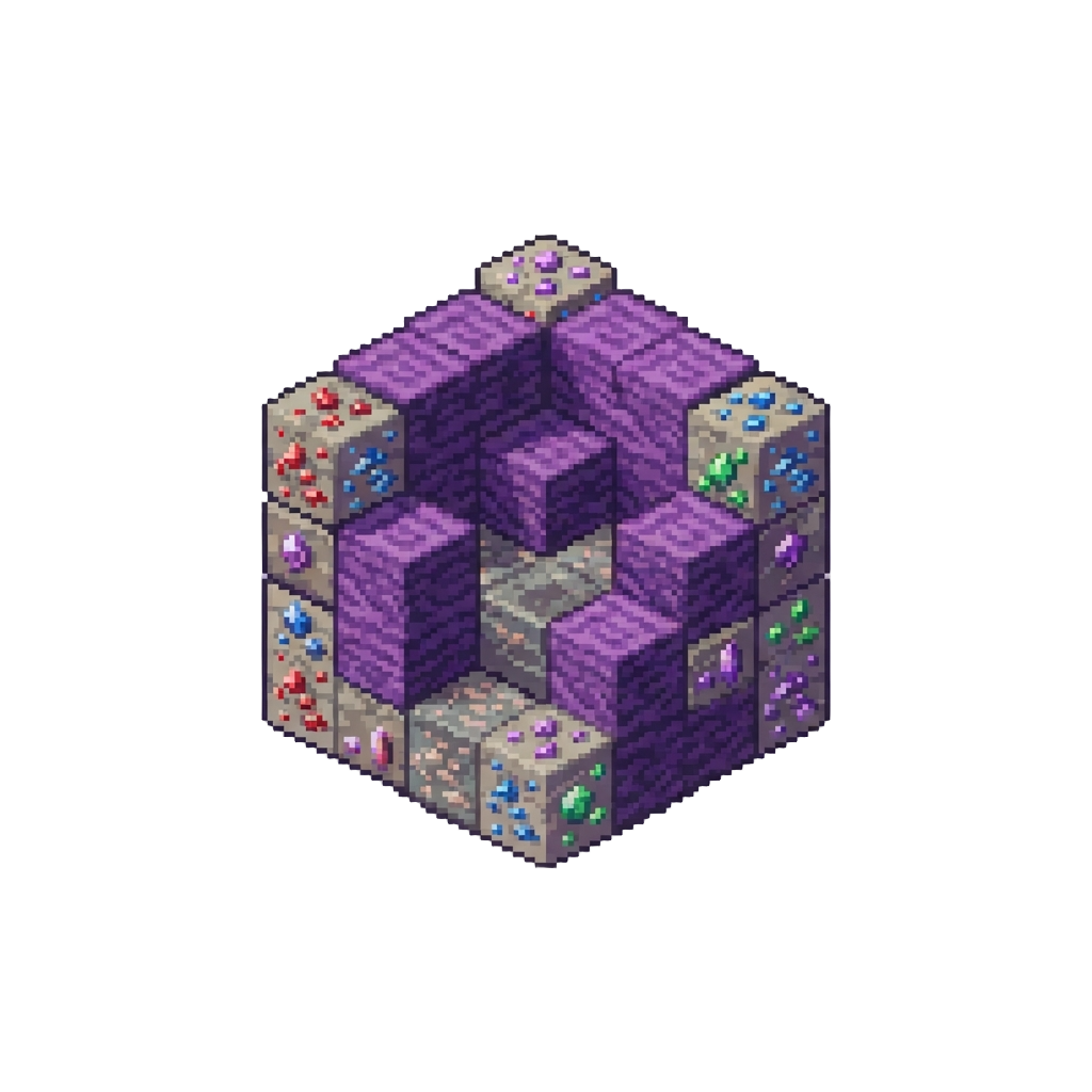 A Blocky Spyro Dragon Realm Filled with Gem Ore Blocks and Purple Wool