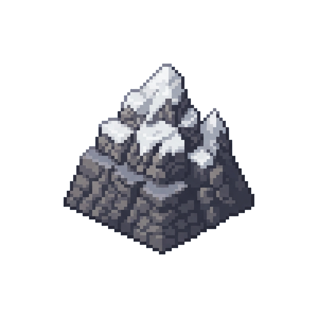 A Blocky Elder Scrolls Skyrim Mountain Peak Built From Cobblestone and Snow Blocks