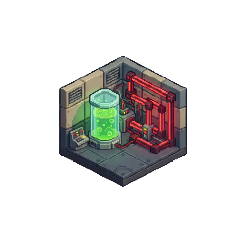 A Voxel Half-life Black Mesa Lab Filled with Redstone Conduits and Slime Vats