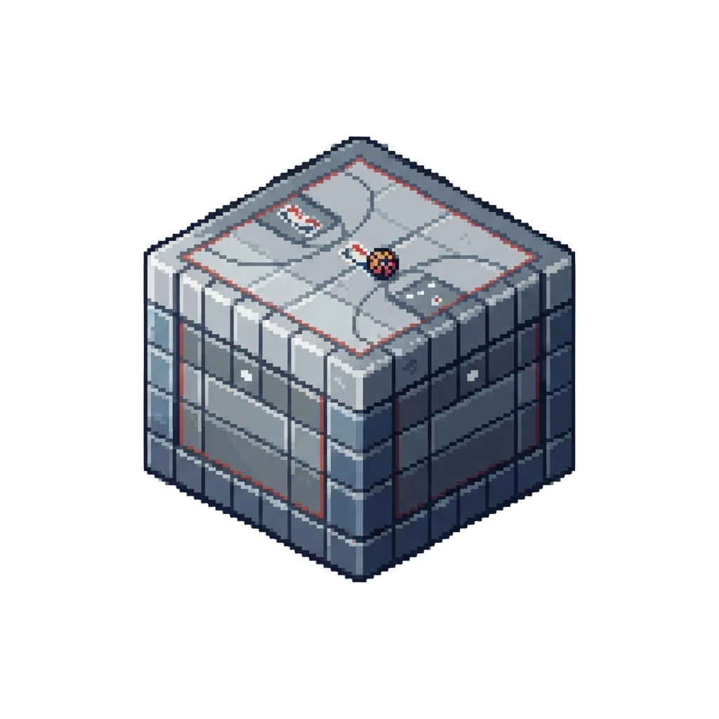A Cubic Nba 2k Basketball Court Built From Polished Granite Blocks
