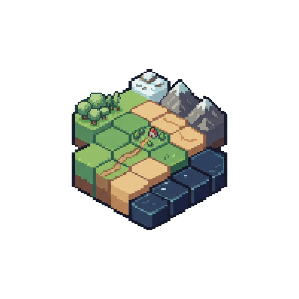 A Voxel Civilization World Map Grid Made From Hexes of Biome Blocks
