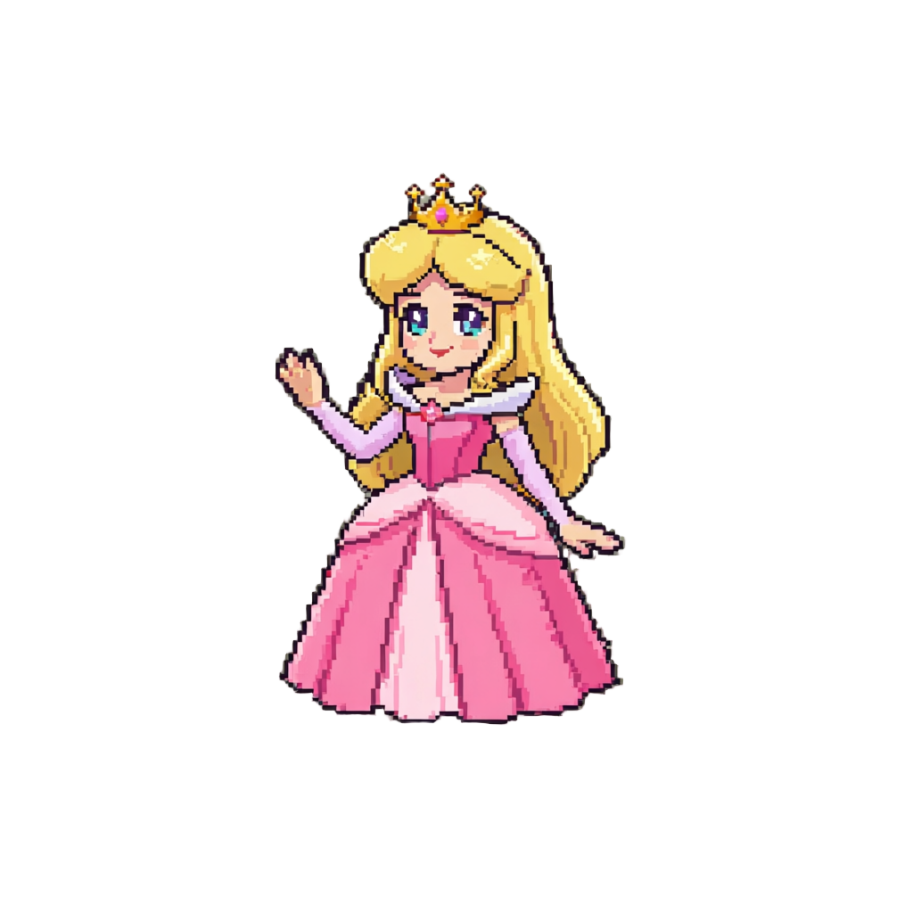 Princess Aurora in a Glowing Pink Royal Dress, Smiling Dreamily Saying "i Am Aurora, Walking Upon a Dream!"