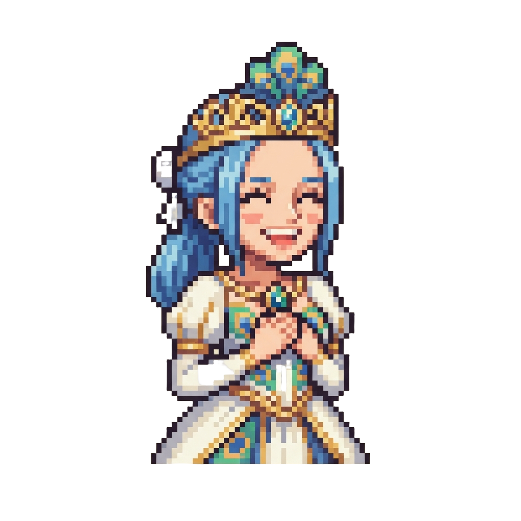 Princess Vivi in Her Royal Alabasta Dress with a Dancing Peacock Jewel, Smiling Warmly Saying "i Am Vivi! I Will Protect My Kingdom!"