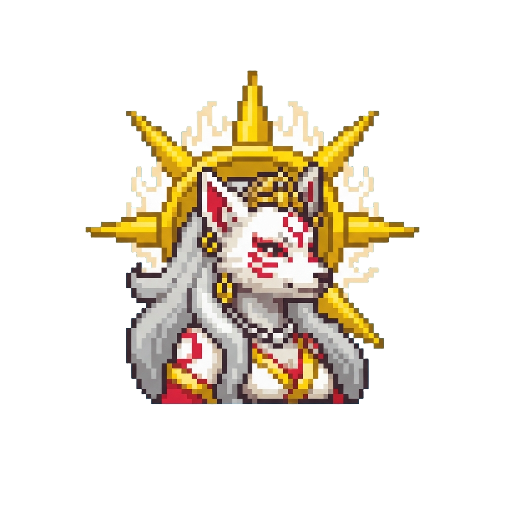 Amaterasu the Sun Goddess with a Radiant Solar Halo