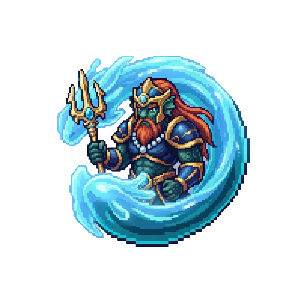 Ryuujin the Dragon Sea Lord Wrapped in a Glowing Water Dragon