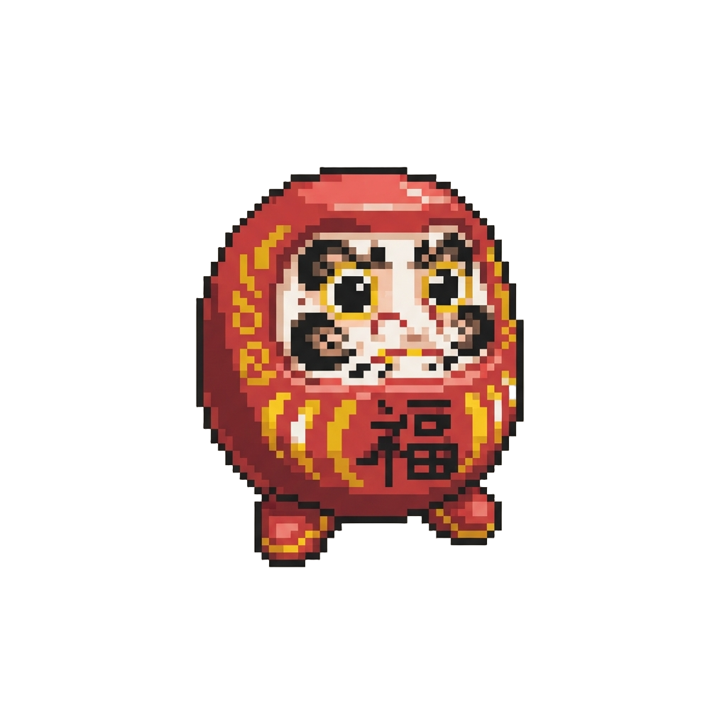 A Wobble-legged Daruma Spirit Brimming with Festive Power