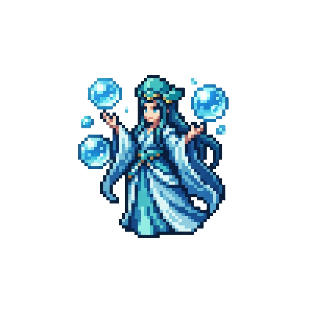 Suijin the Water Deity Commanding Floating Water Orbs