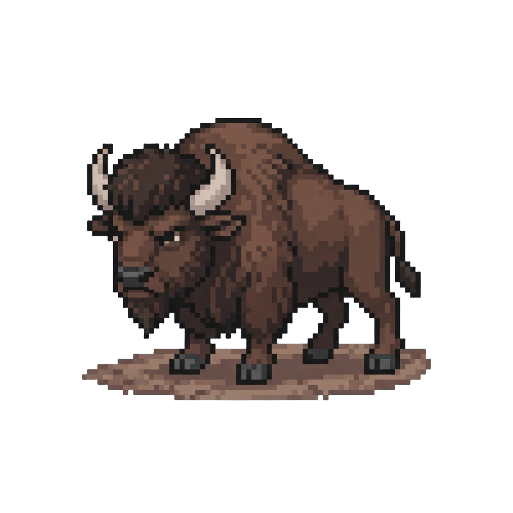 A Grumpy Bison Standing Stubbornly in the Road