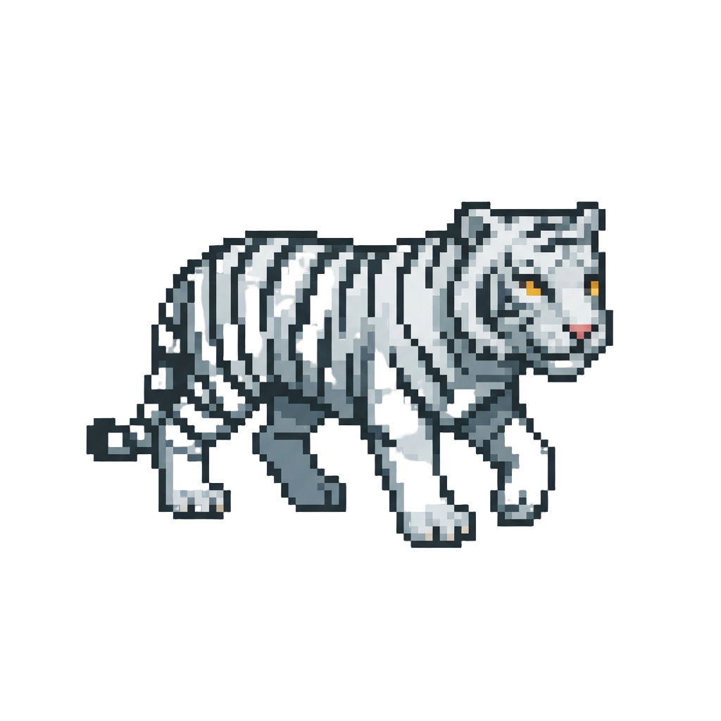 A Rare White Tiger Strolling Peacefully