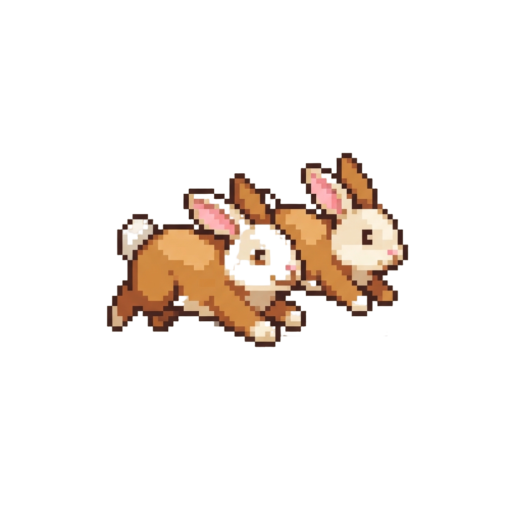A Pair of Rabbits Hopping Merrily Along