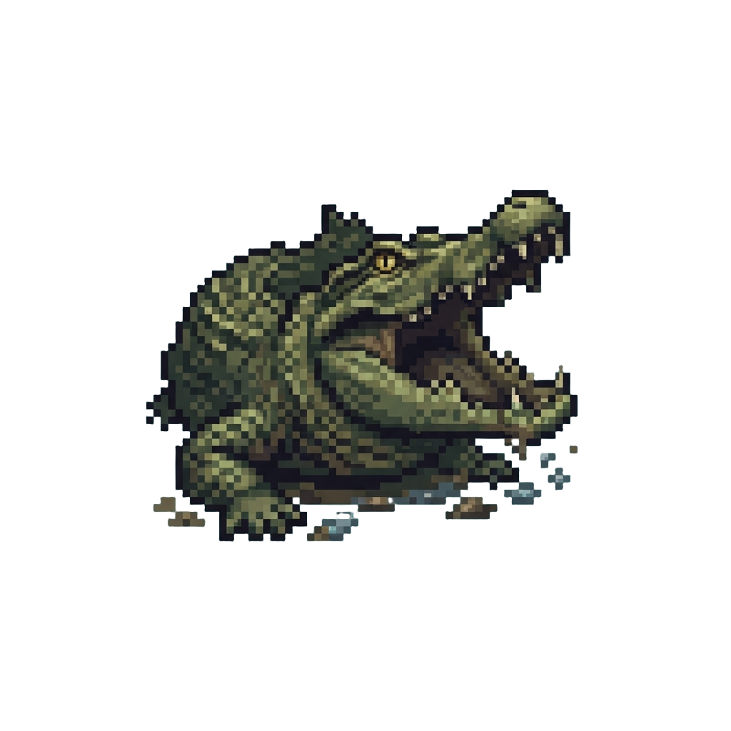 A Giant Crocodile Snapping Its Jaws in the Mud