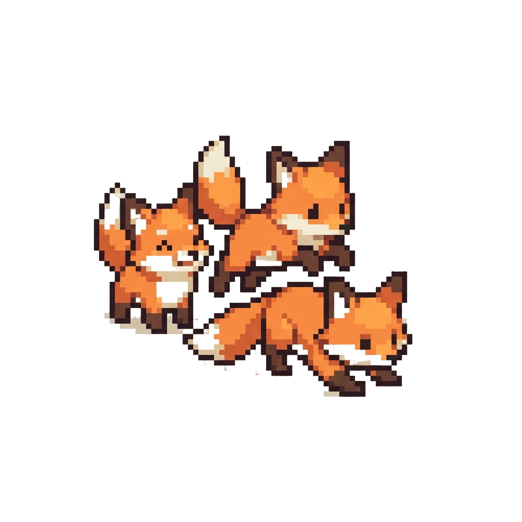 A Cute Family of Fox Kits Playing Leapfrog