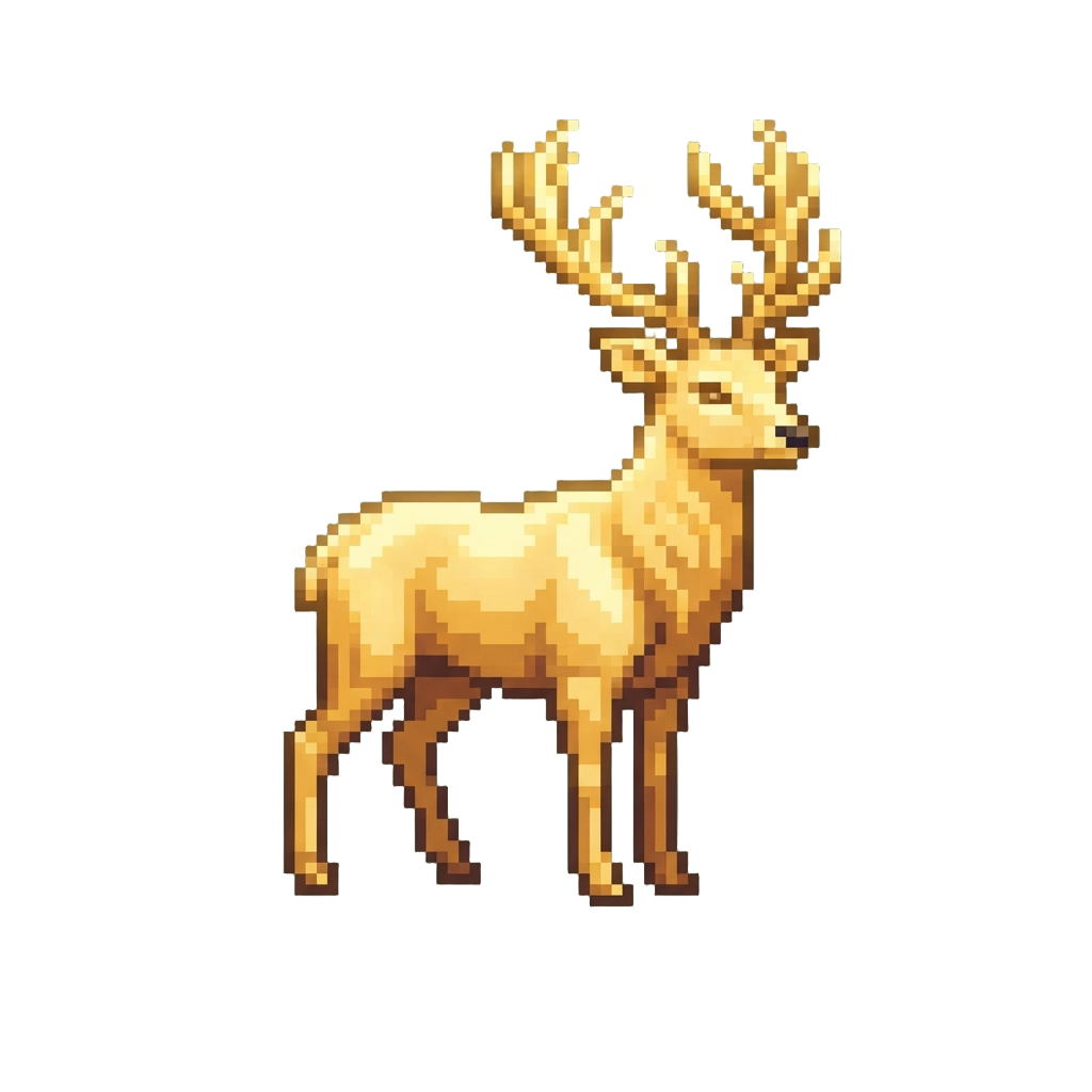 A Majestic Golden Stag Glowing Under Sunlight