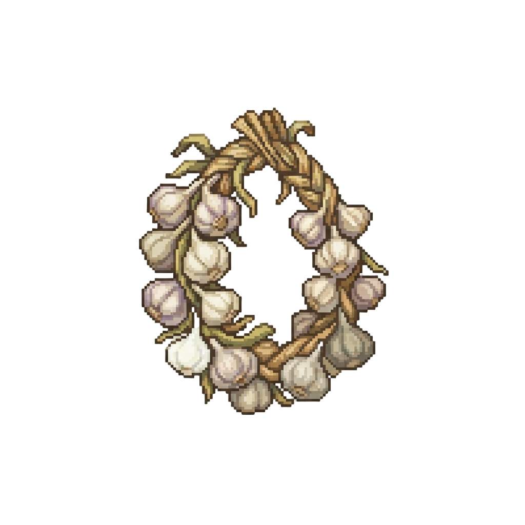 A Braided Garland of Fresh Garlic Cloves