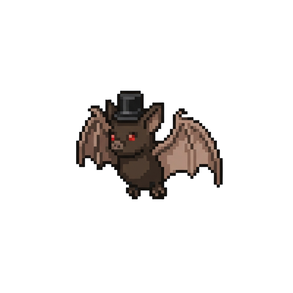 A Bat Wearing a Tiny Black Top Hat