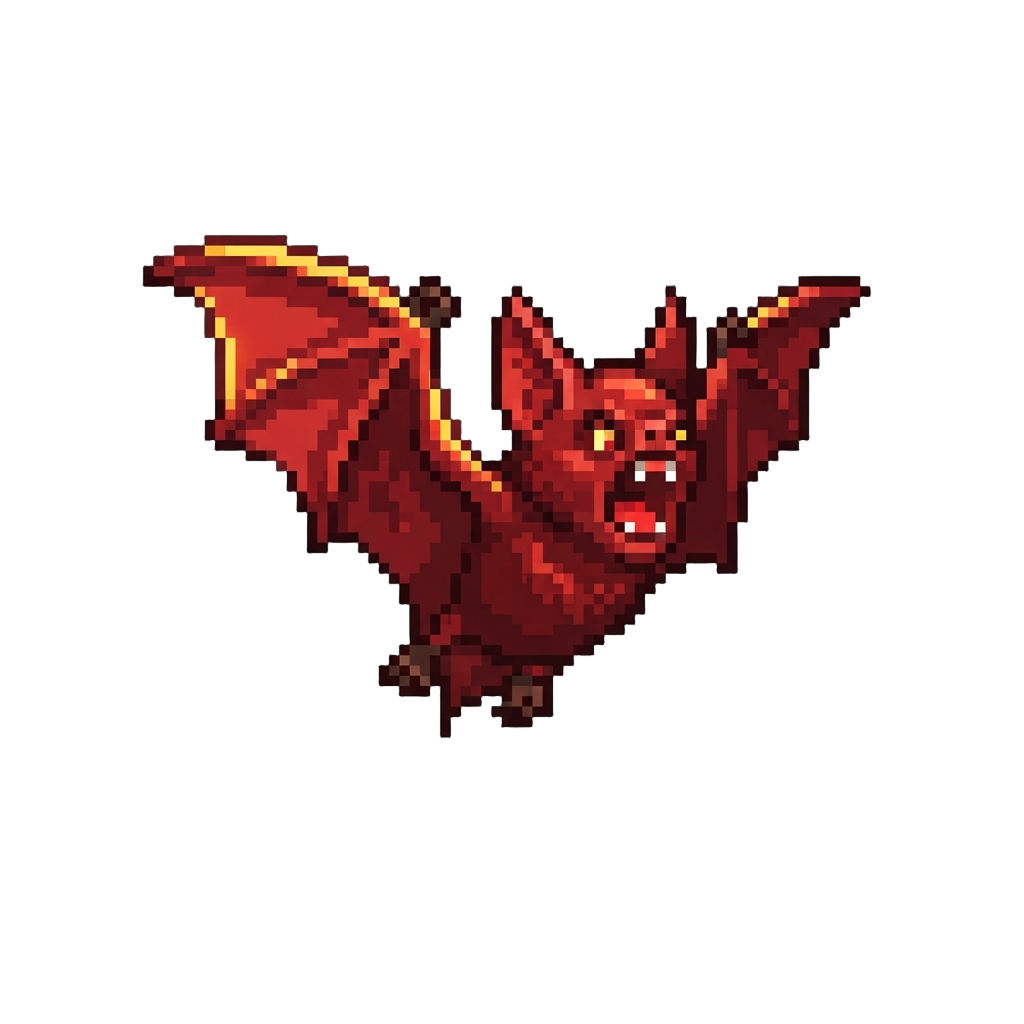 A Screeching Glowing-red Vampire Bat