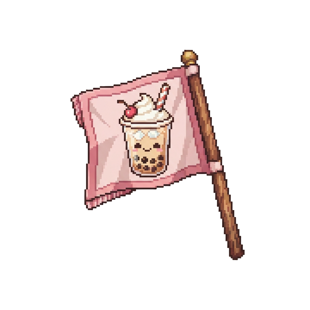 A Cute Boba Tea Emblem Flag