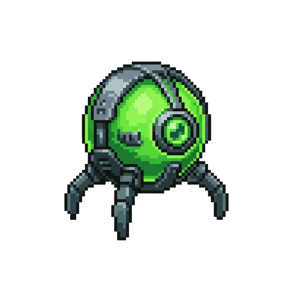 A Glowing Green Alien Probe