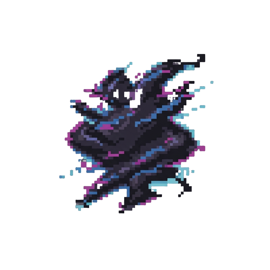A Flickering Shadowy Glitch Aura