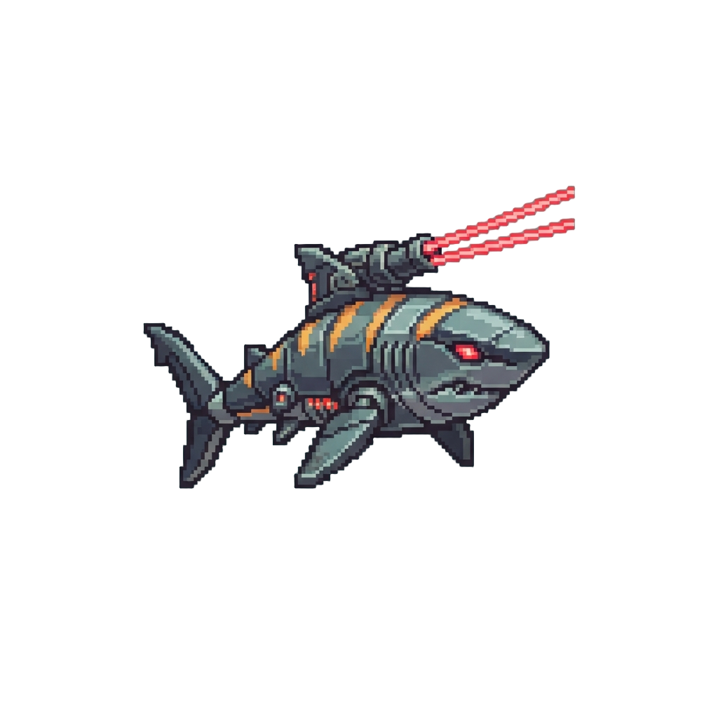 Mechanical Tiger Sharks with Targeting Lasers