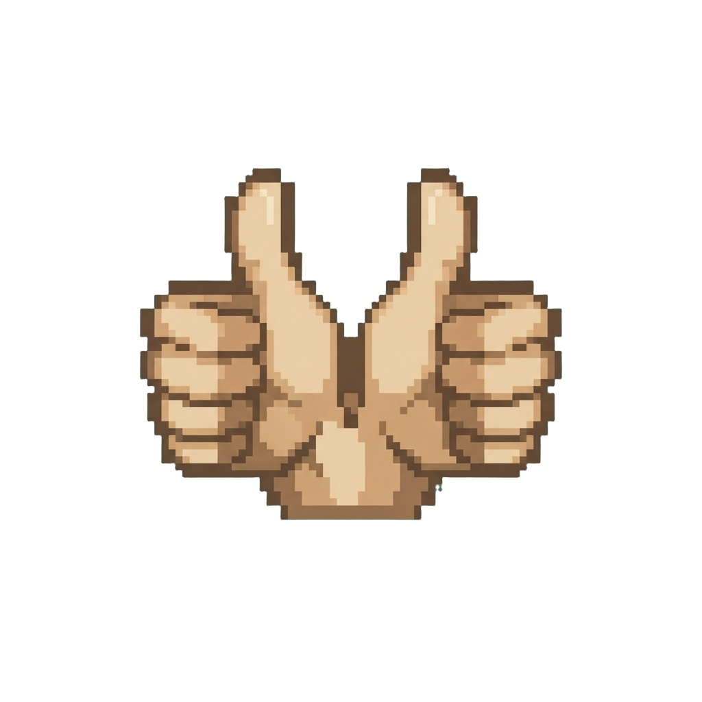 A Double Thumbs-up Victory Pose