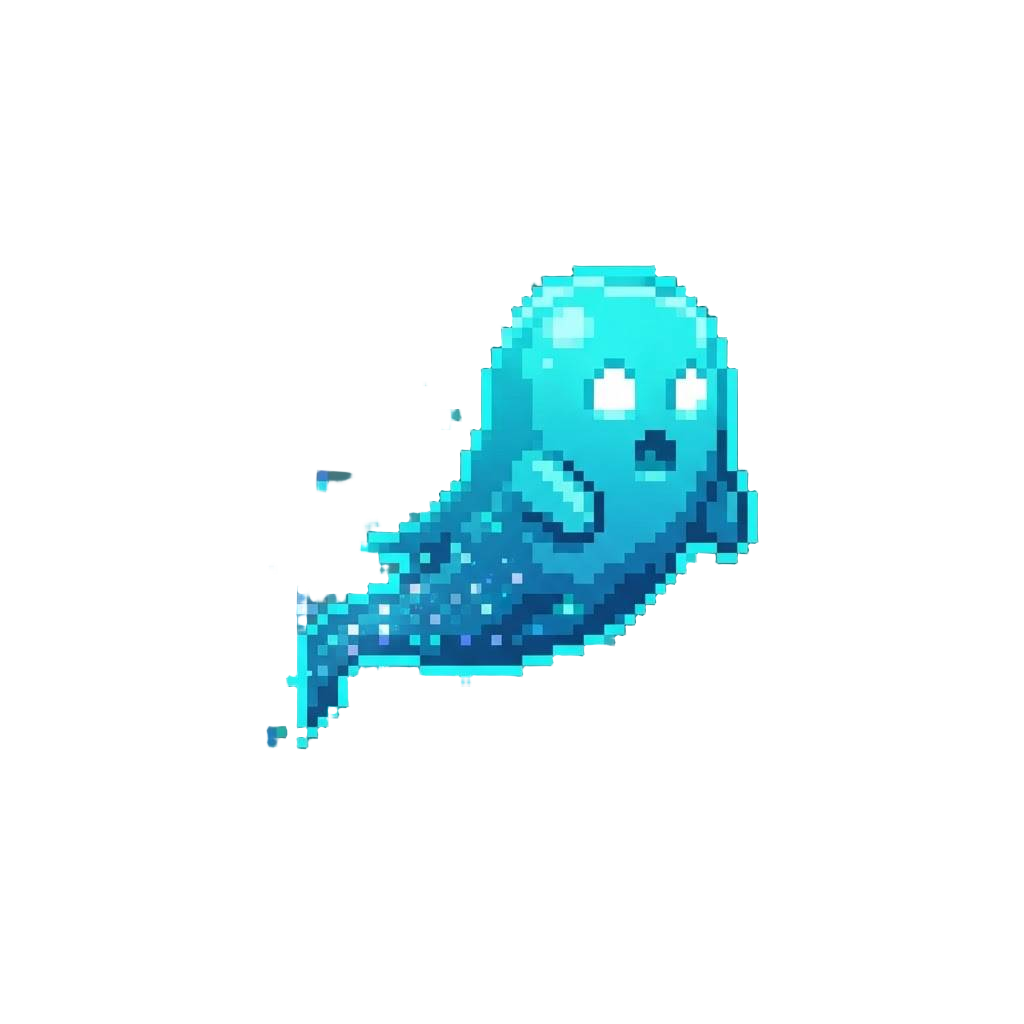 A Vibrant Neon Cyan Spectral Ghost Trailing Sparkling Cosmic Dust