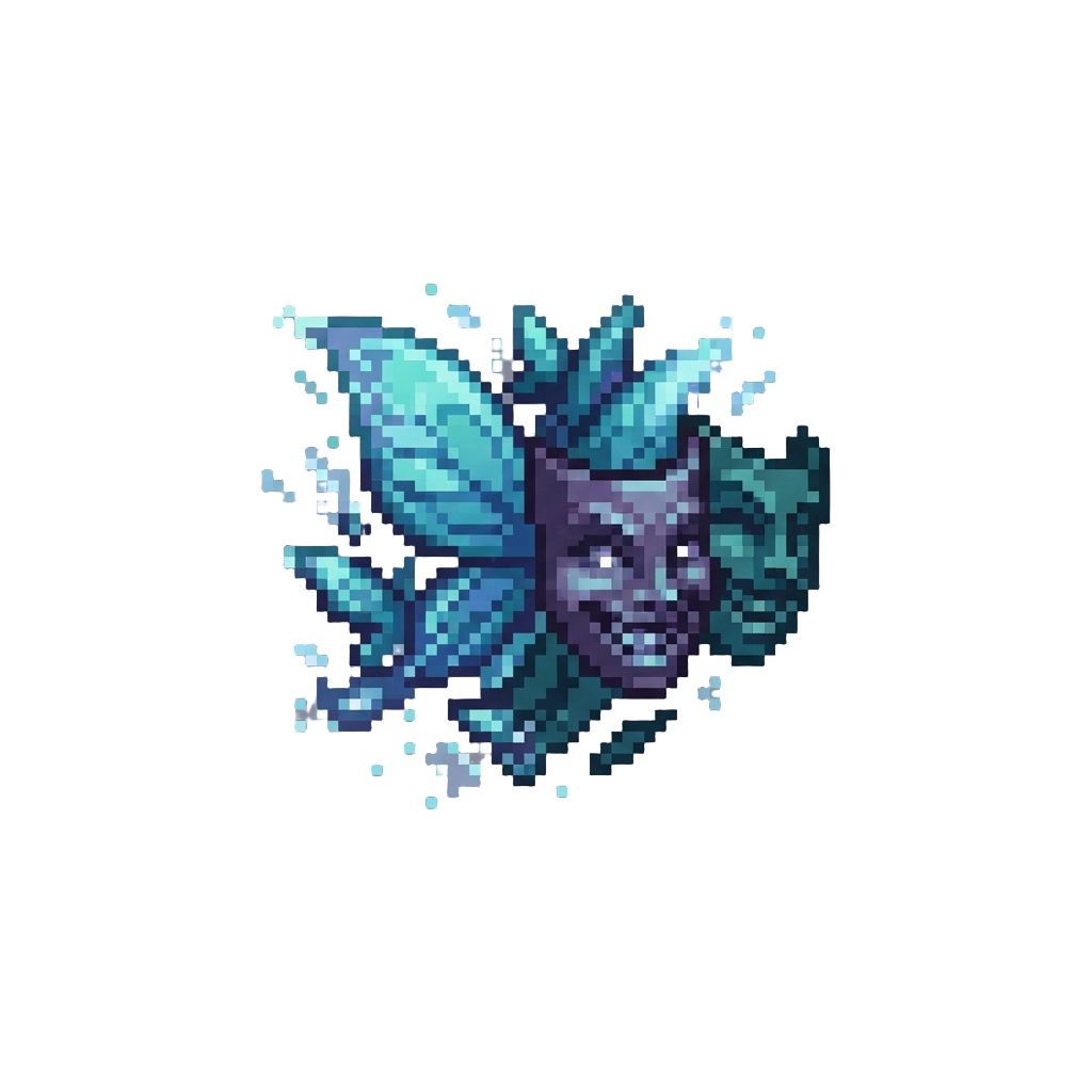 A Surreal Swarm of Iridescent Phantom Butterflies Morphing Into Floating Grinning Masks