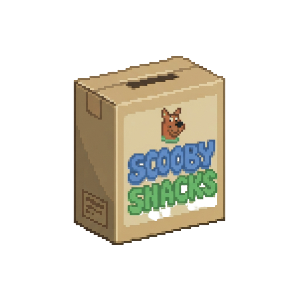 A Classic Cardboard Box of Scooby Snacks with Cartoon Lettering