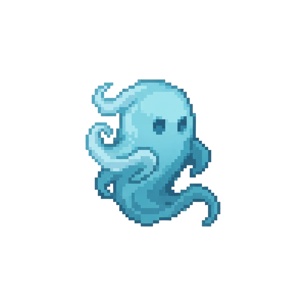 A Translucent Misty Blue Spirit Ghost Floating with Swirling Spectral Wisps