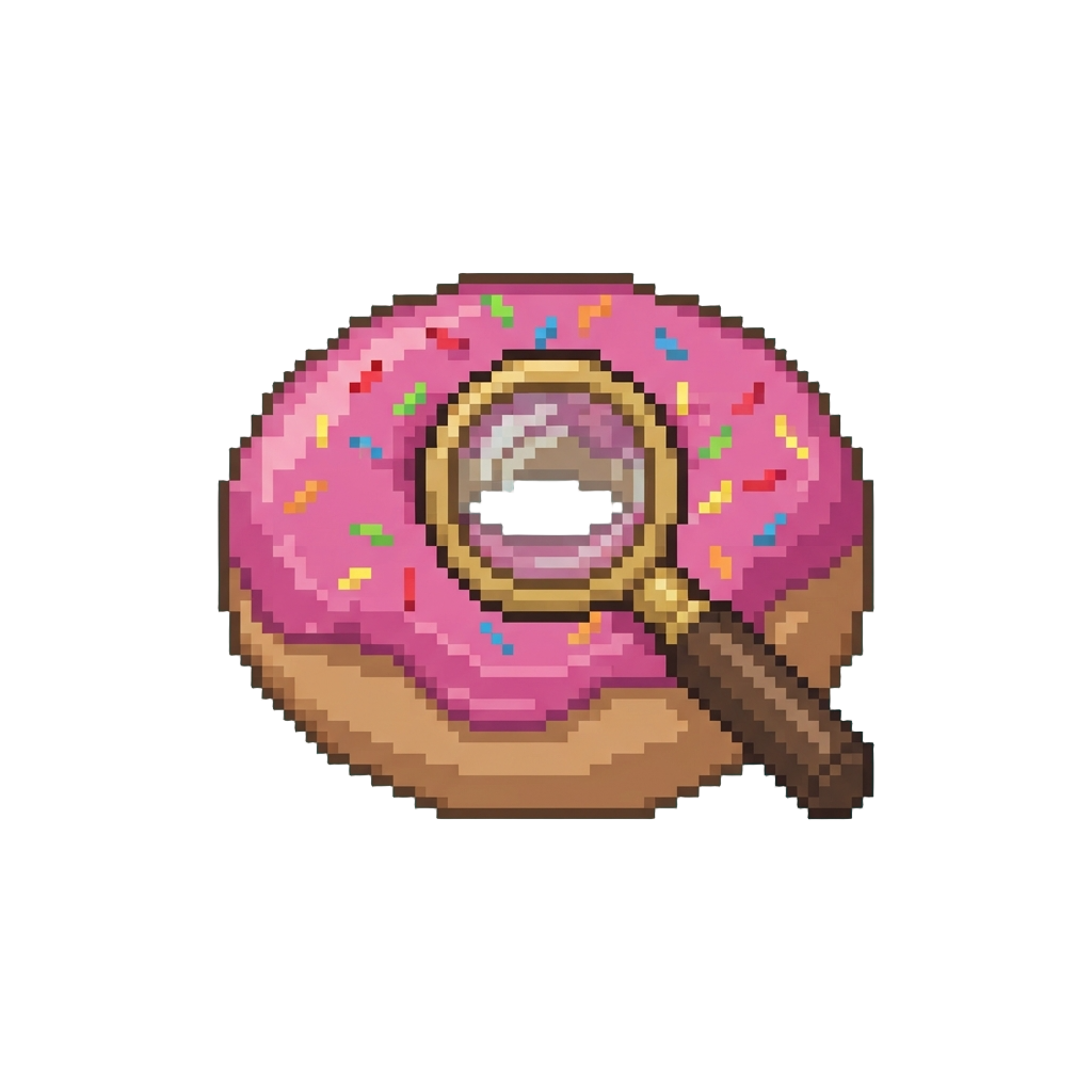 A Frosted Mystery Donut with Rainbow Sprinkles and a Tiny Detective Magnifying Glass