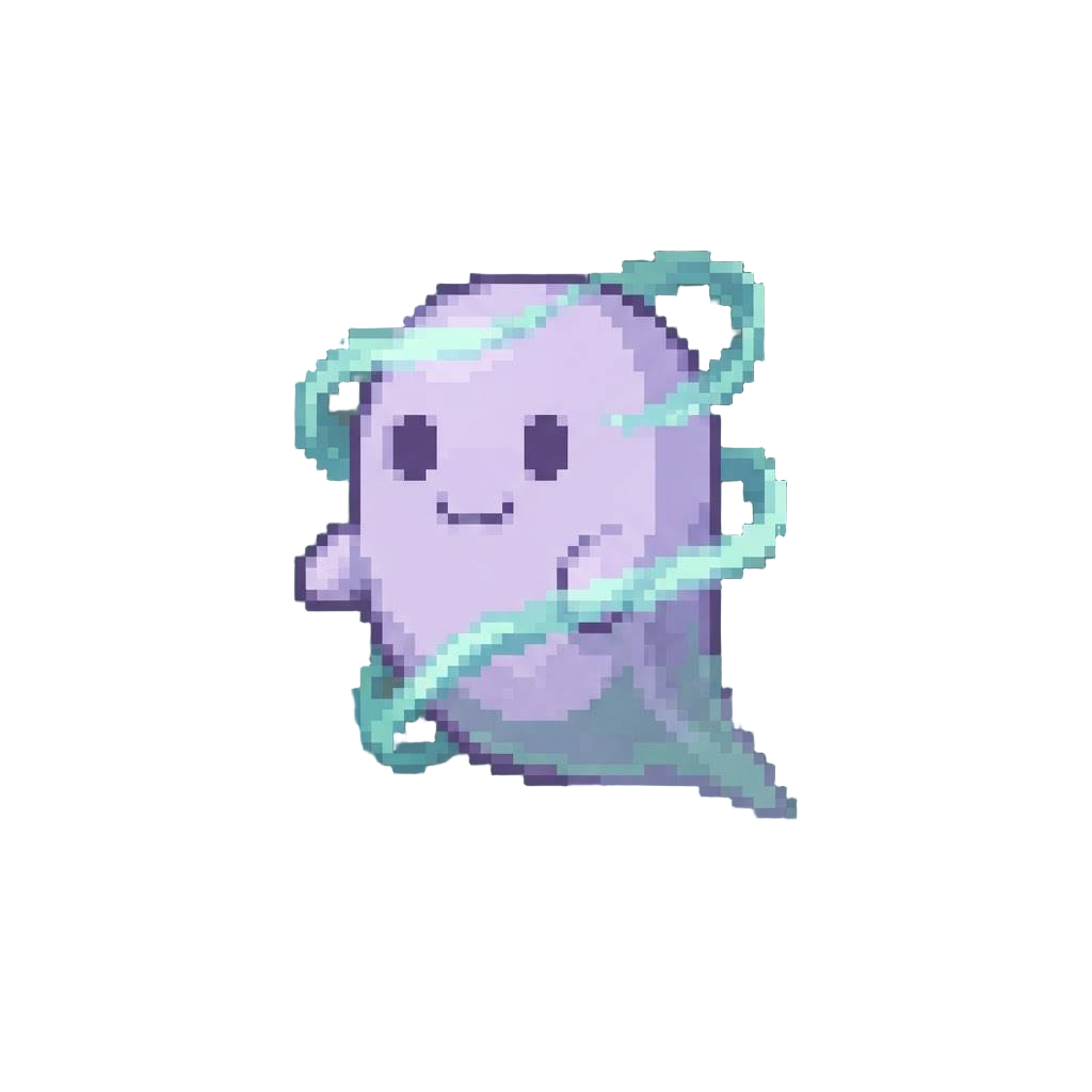 A Floating Lavender Phantom Ghost Wrapped in Glowing Ethereal Ribbons