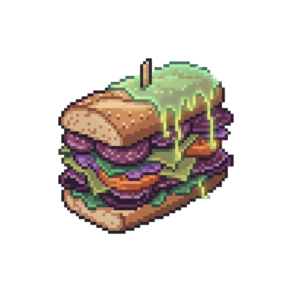A Towering Multi-decker Haunted Hero Sandwich with Dripping Melted Cheese