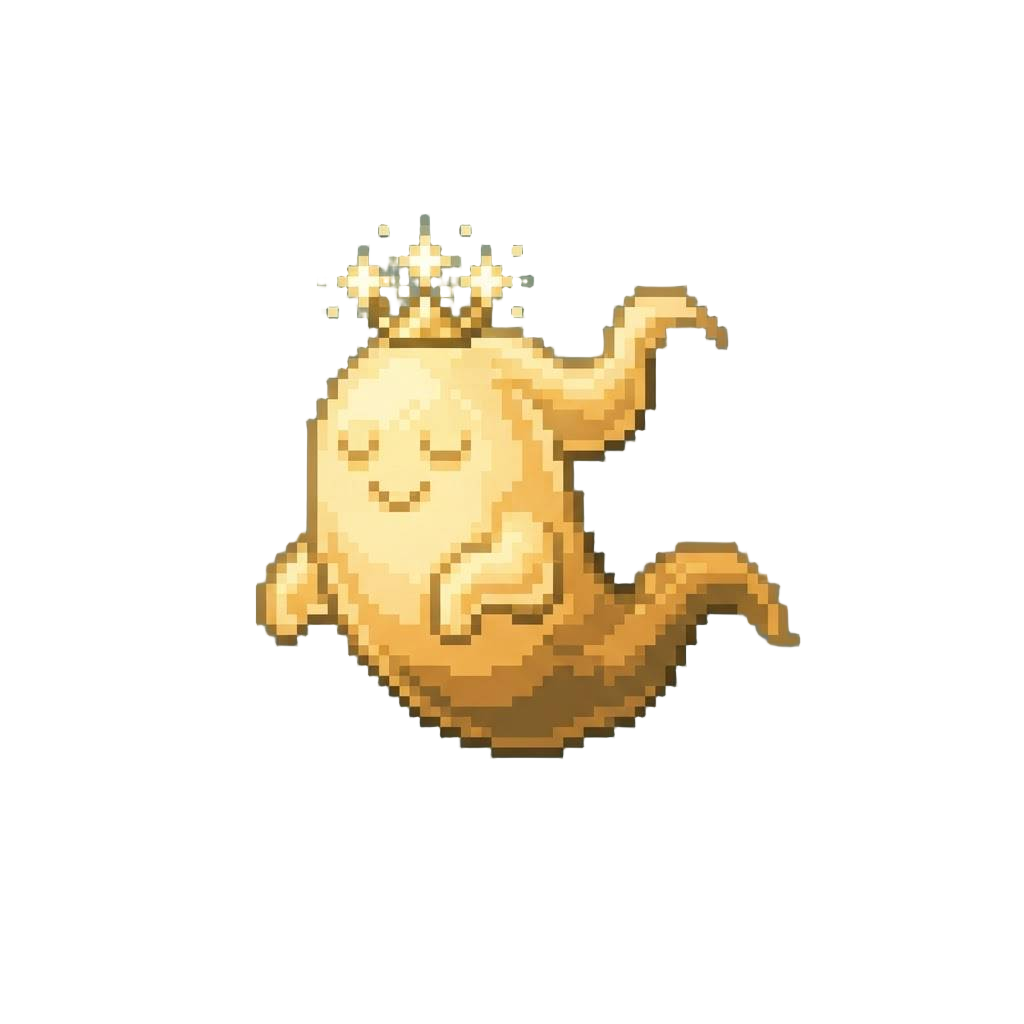 A Radiant Golden Celestial Ghost Crowned with Glowing Miniature Stars