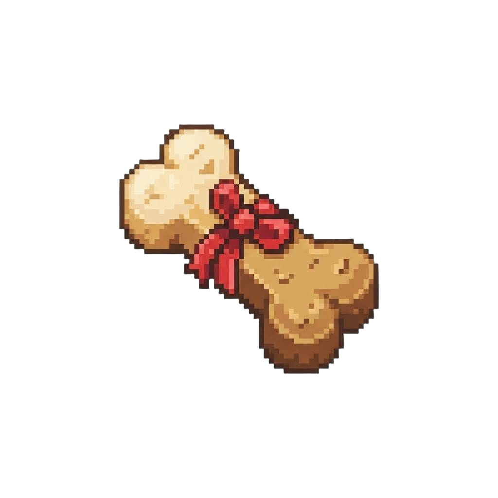 A Crunchy Oversized Bone-shaped Scooby Biscuit Tied with a Red Ribbon