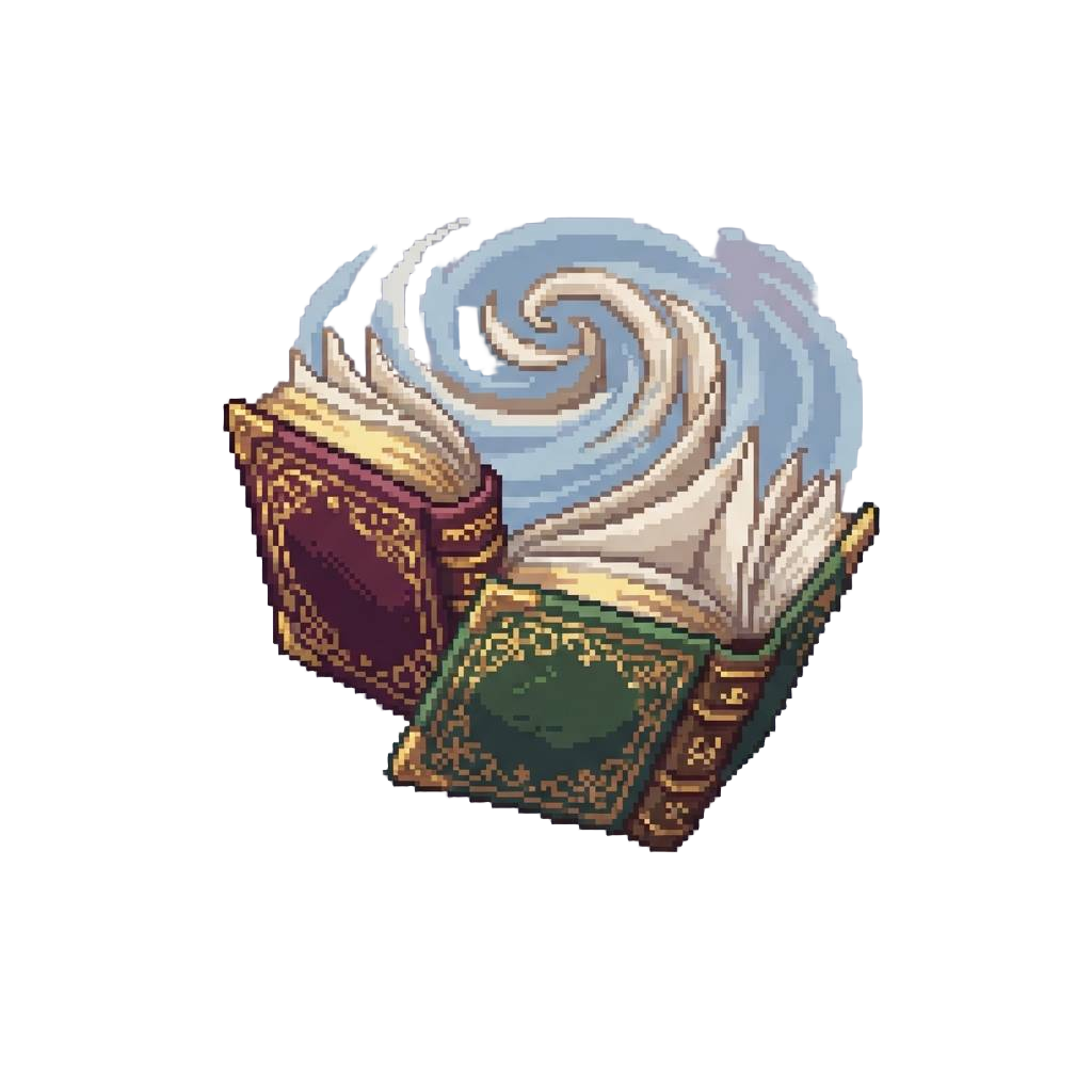 A Pair of Ornate Victorian Storybooks Fluttering Rapidly in a Spiral Gust