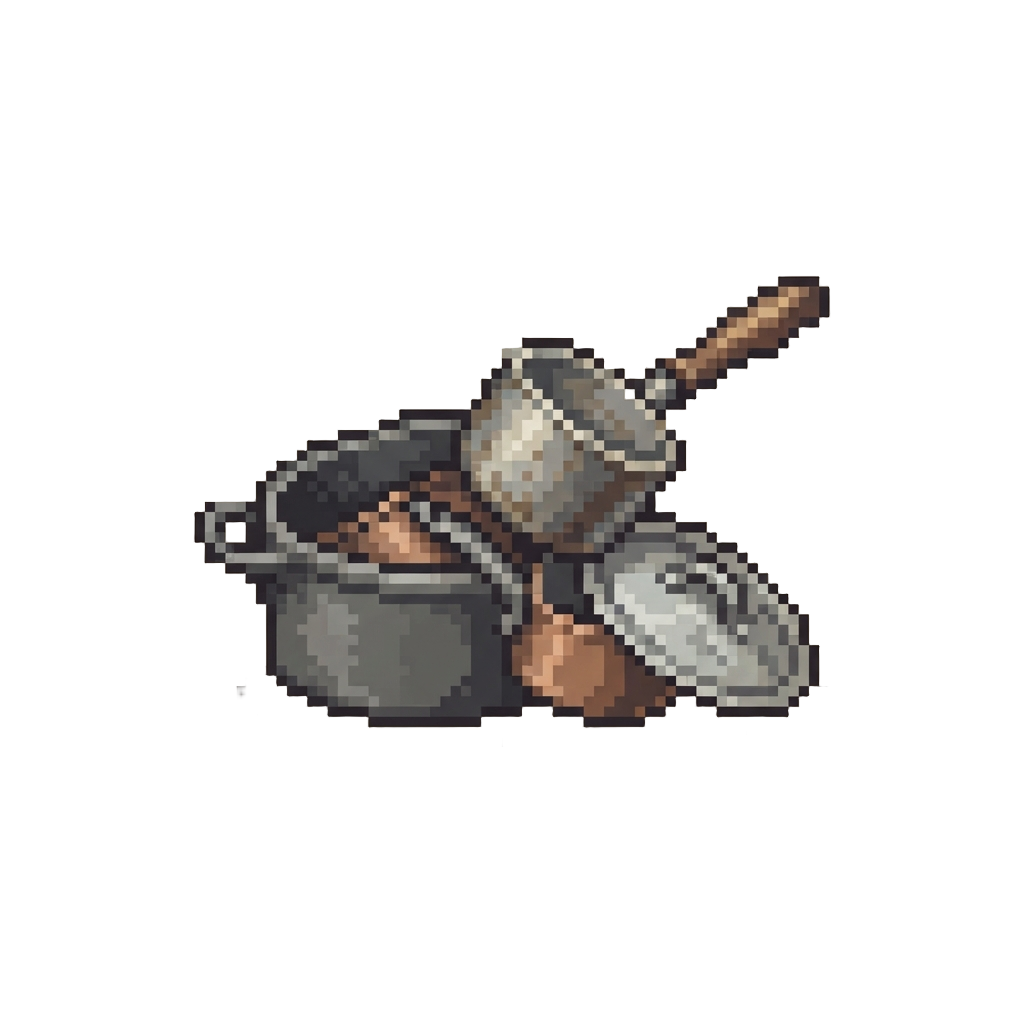 A Fallen Stack of Metal Pots and Pans