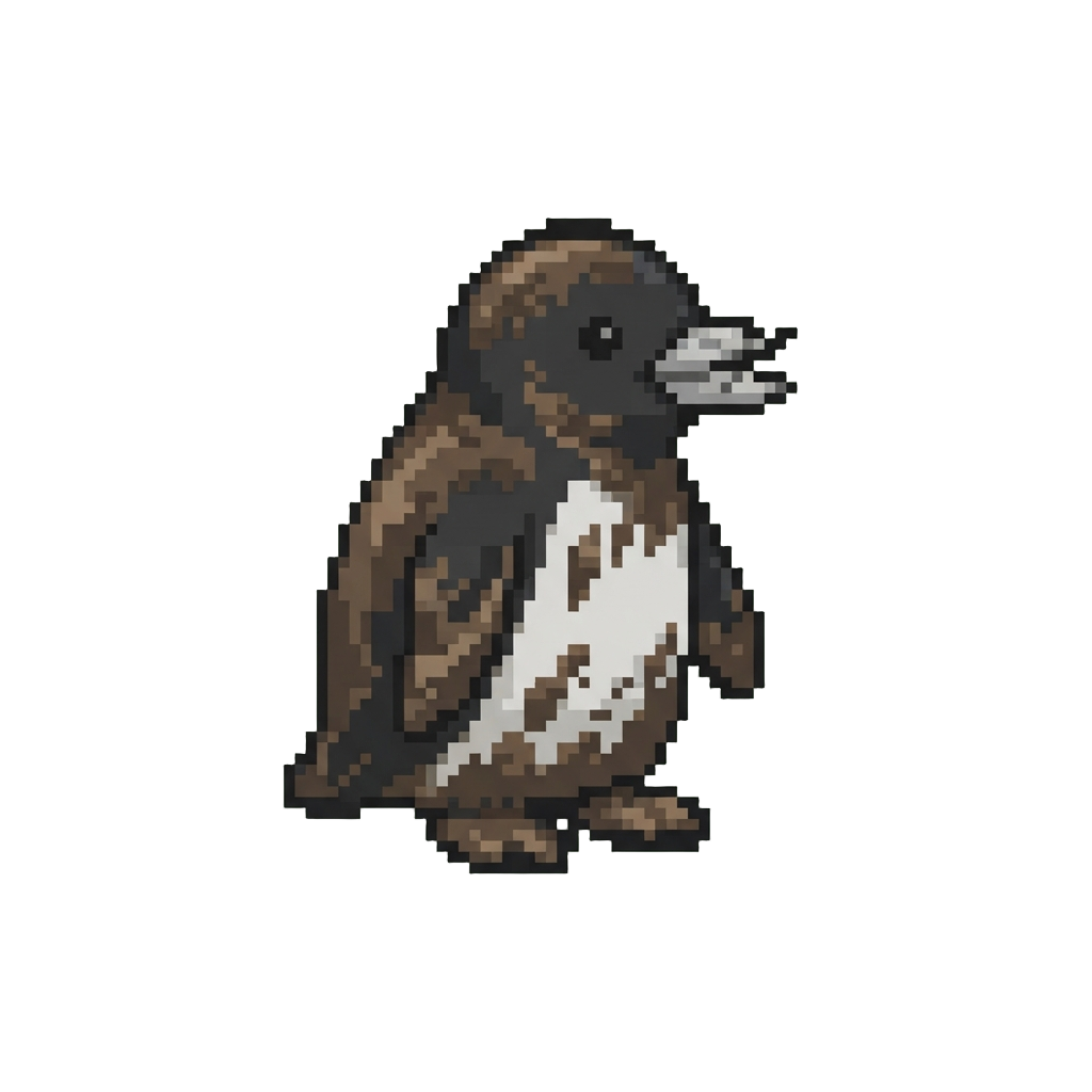 A Mud-caked Broken-beak Penguin
