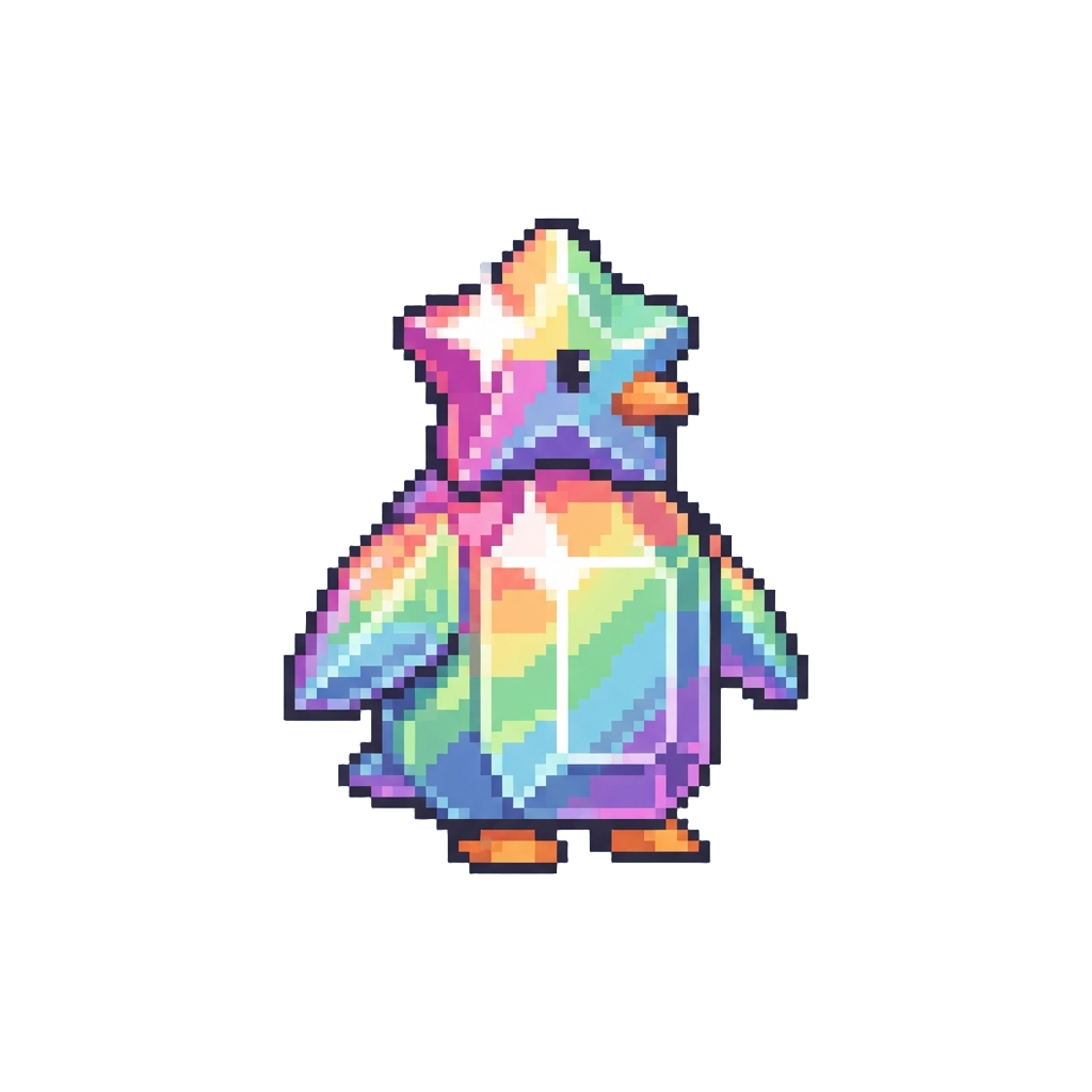 A Rainbow-shimmering Star Diamond Penguin