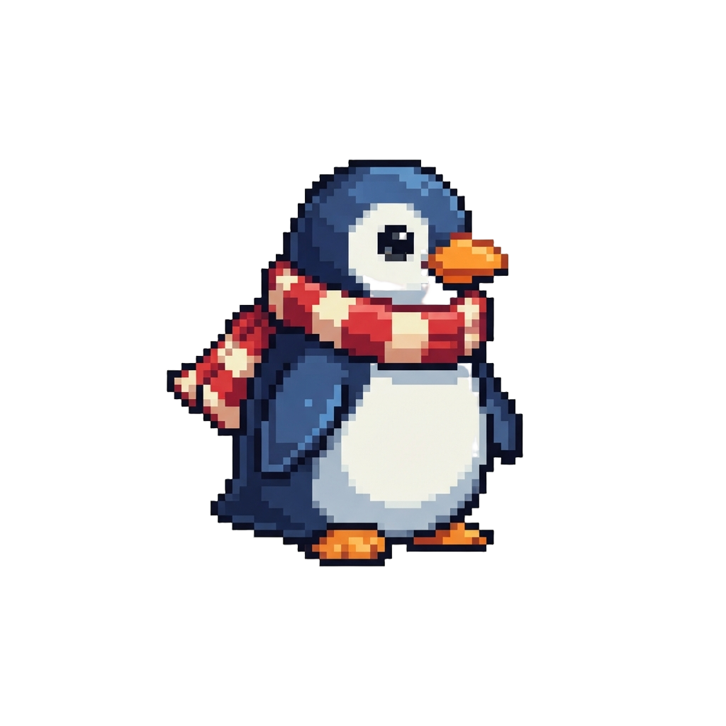 A Cozy Winter-scarf Clean Penguin