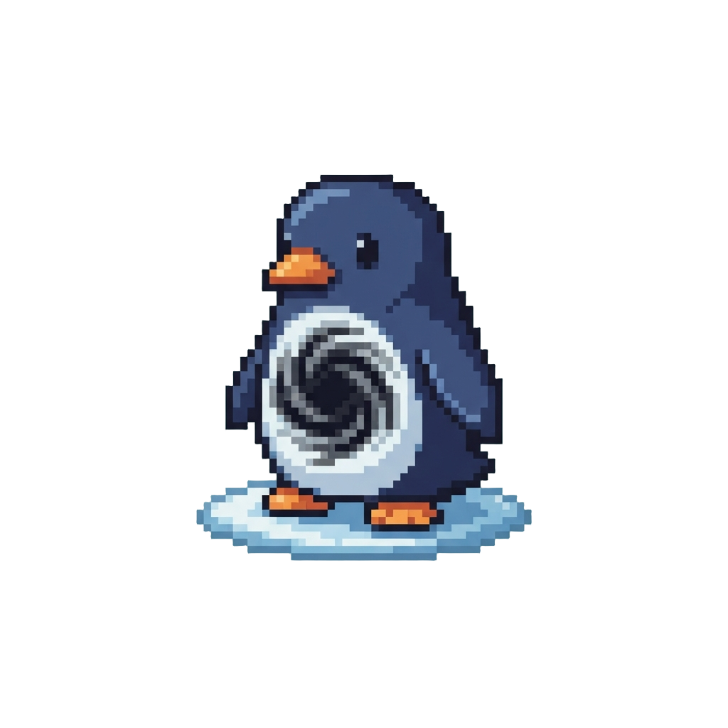 A Tiny Swirling Dark-center Penguin