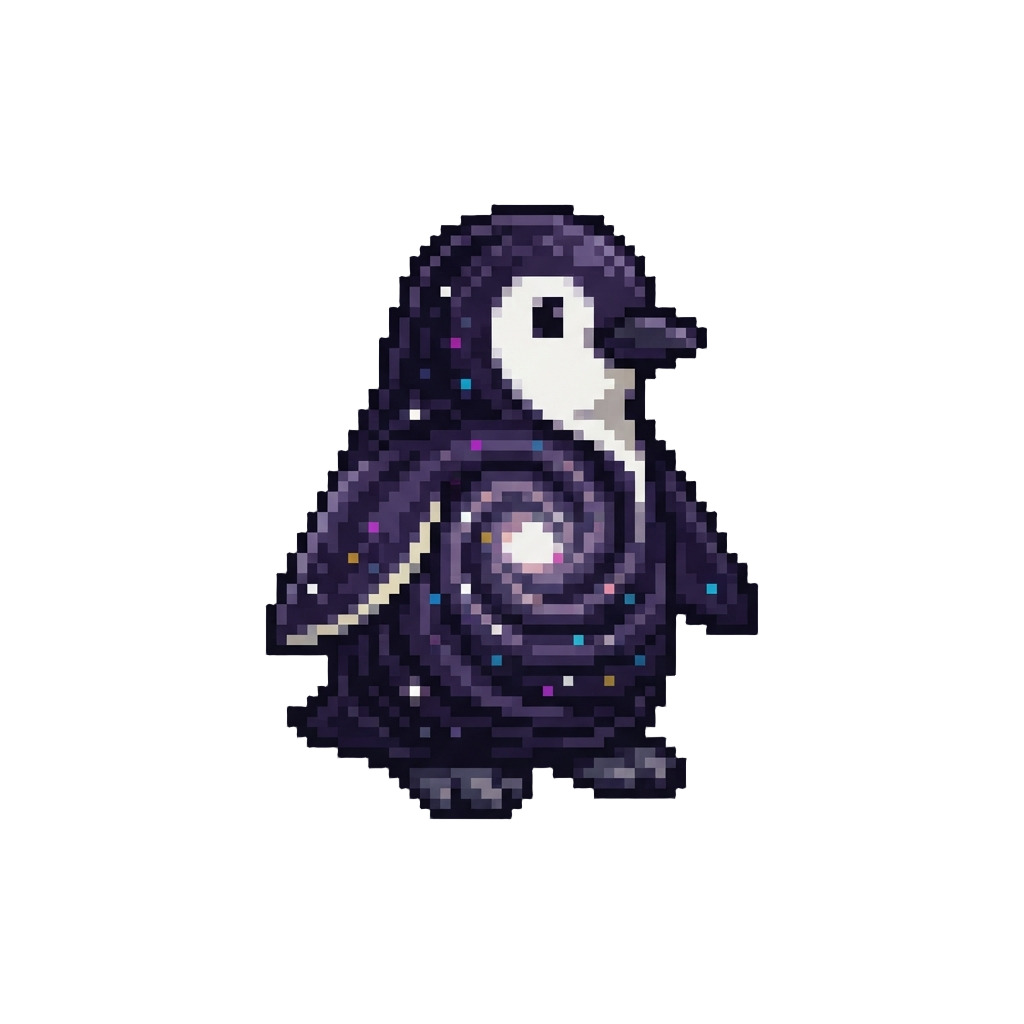 A Swirling Galaxy Void Black Hole Penguin