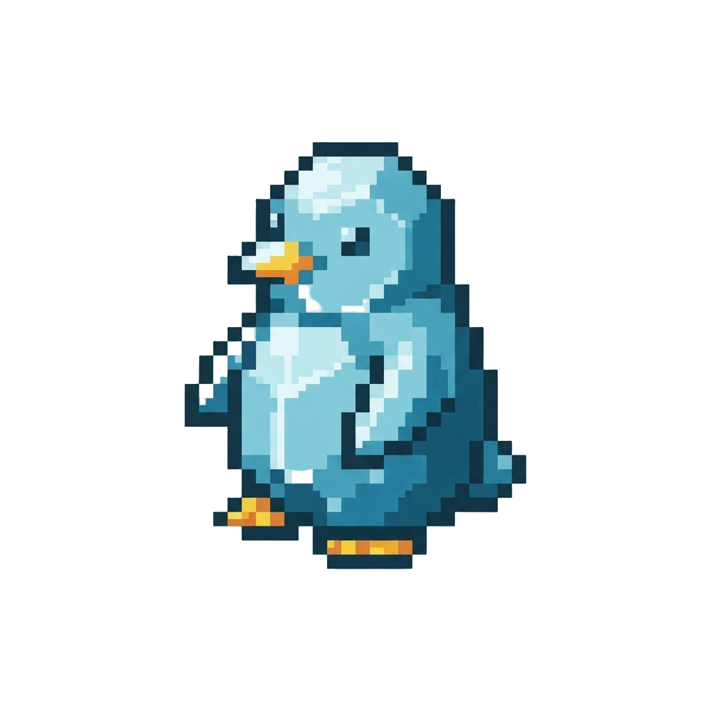 A Polished Icy-blue Diamond Penguin