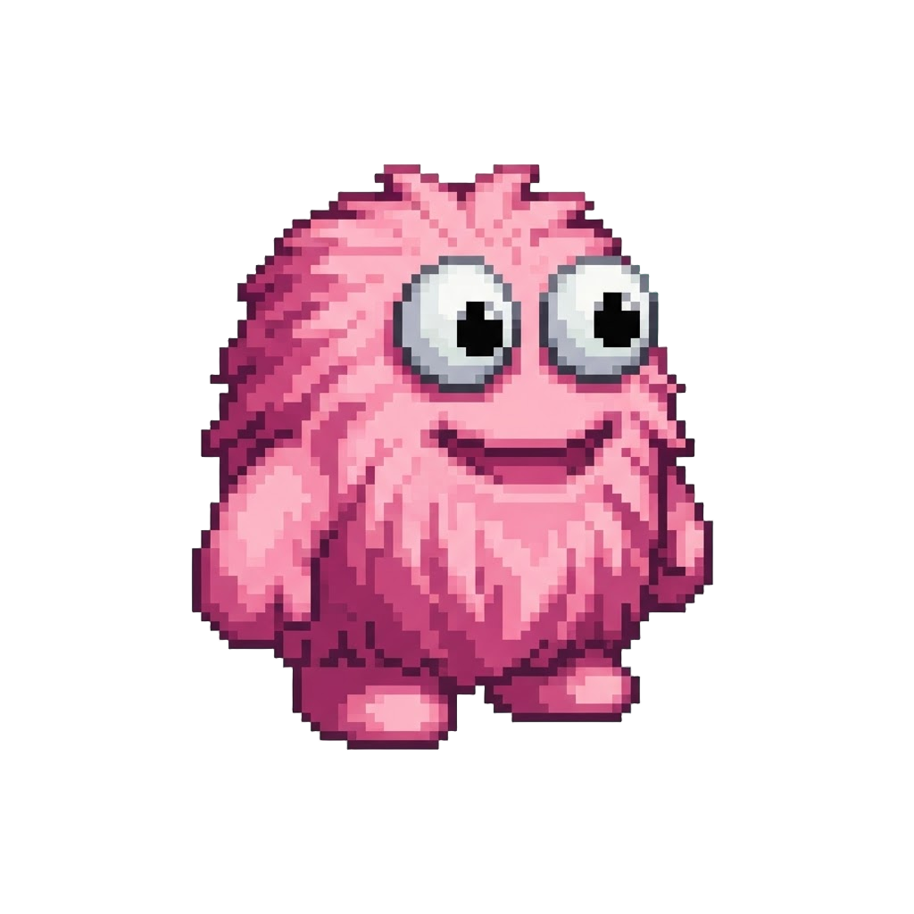 A Towering Fuzzy Pink Monster with Googly Eyes