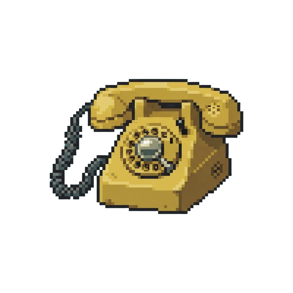 A Carpeted Hall Featuring an Ancient Yellow Landline Telephone