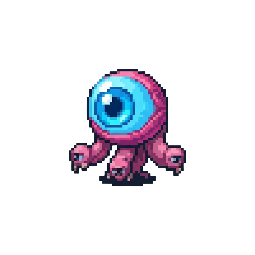 A Giant Cartoonish Glowing Eyeball on Stalks